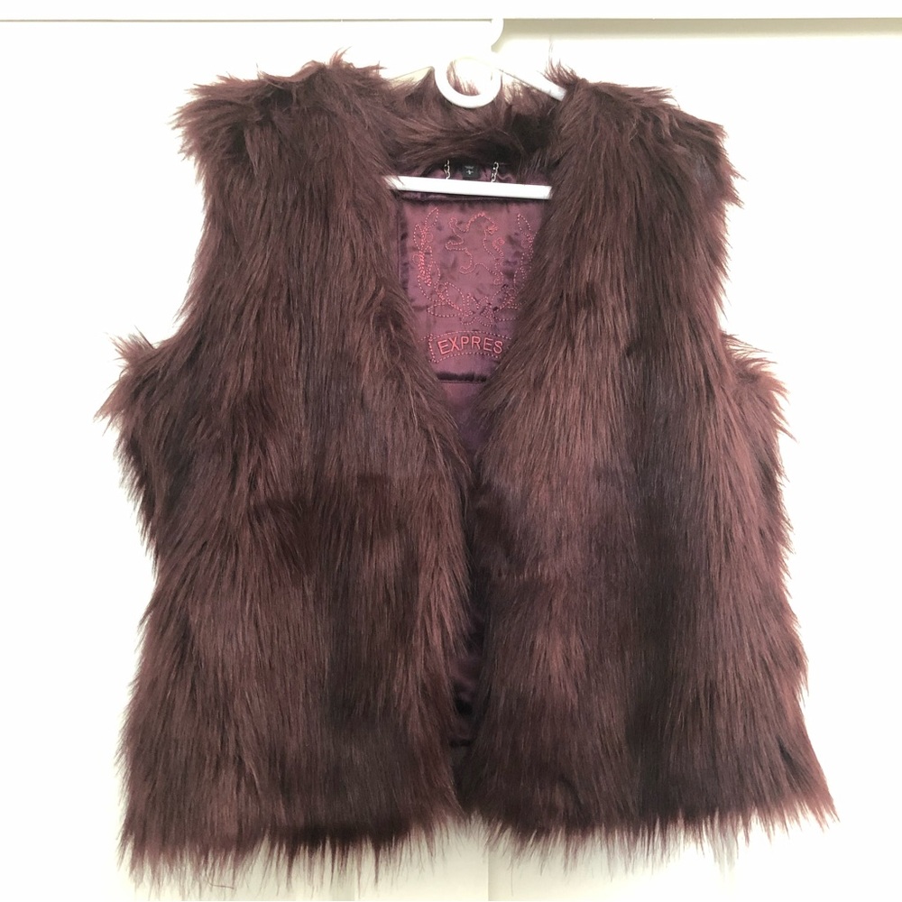 Express purple faux fur vest